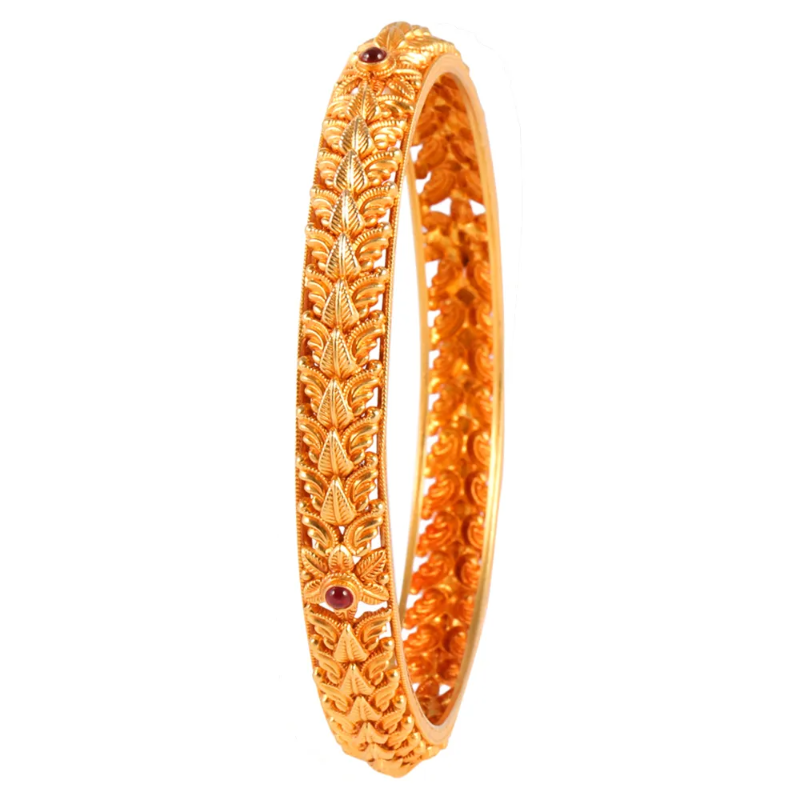 Gold Studded Stone Leaf Bangle