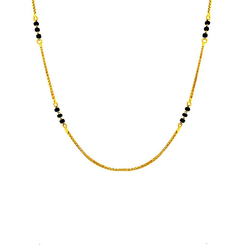 Elegant Casual Wear 22kt Yellow Gold Black Bead Mangalsutra