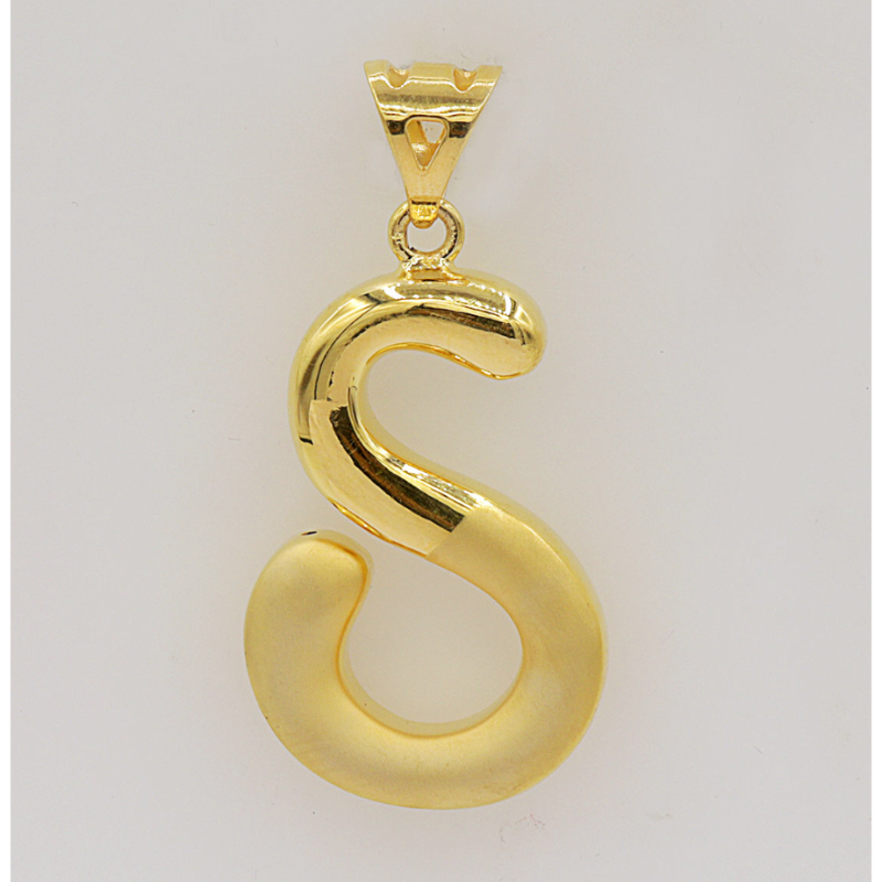 Letter S 22k gold pendant