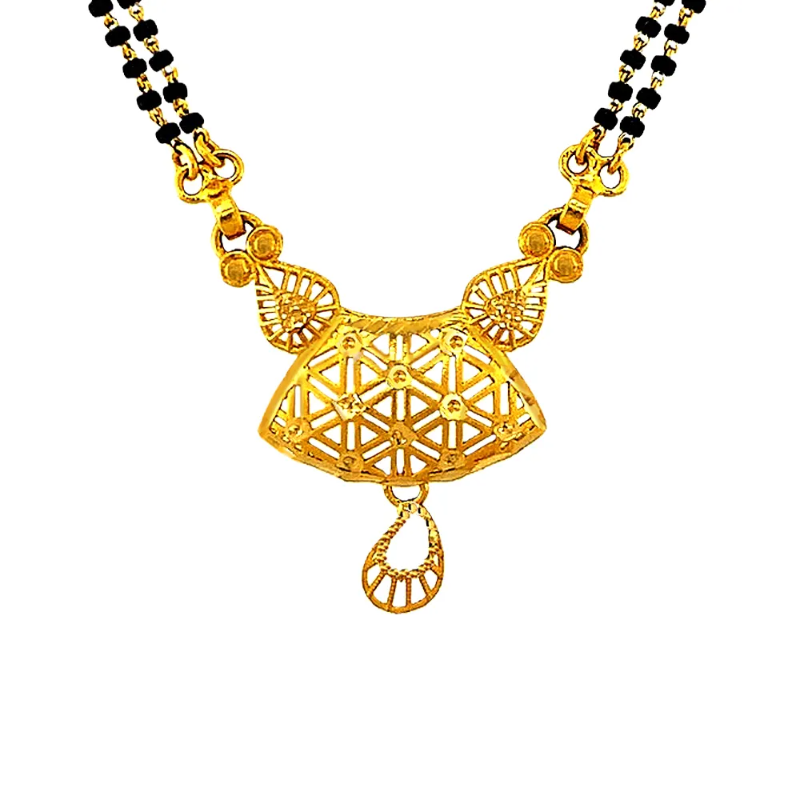 Ceremonial Two Layeres 22kt Yellow Gold Black Beads Mangalsutra