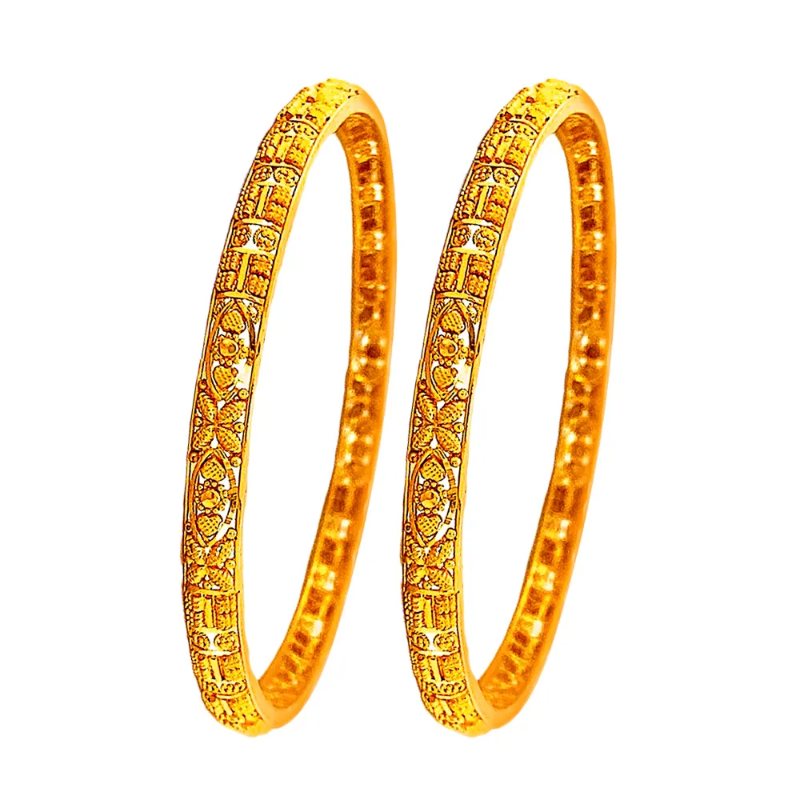Traditional Yellow Gold 22kt Bangle (Set Of 2)
