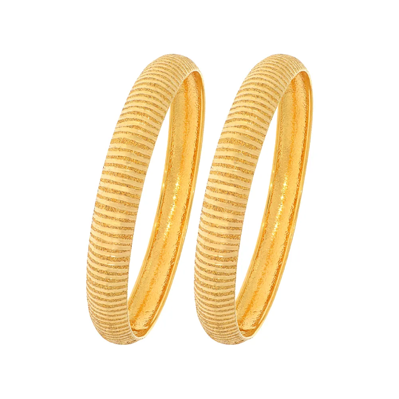 Textured Regular Wear Gold Bangle (Set Of Two)