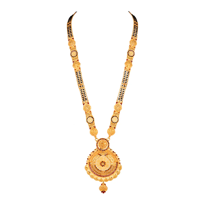 Floral And Pear Shape Gold Mangal Sutra