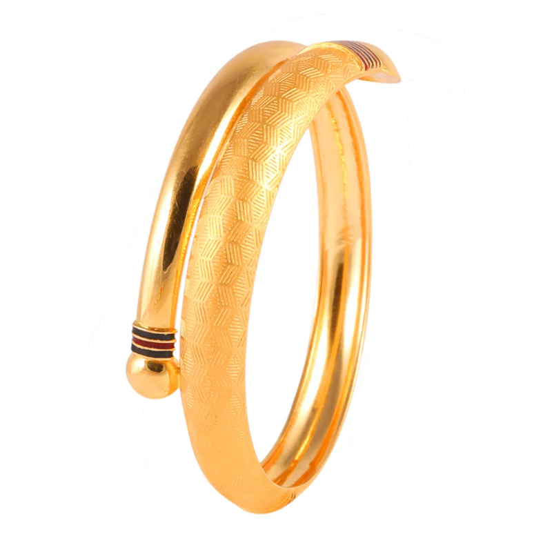 Gold Embossed Glossy Finish Curve Bangle