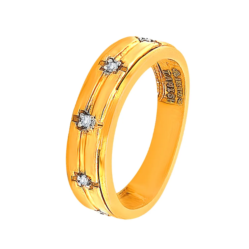 Stunning Yellow Gold 18kt CZ Eternity Band For Him