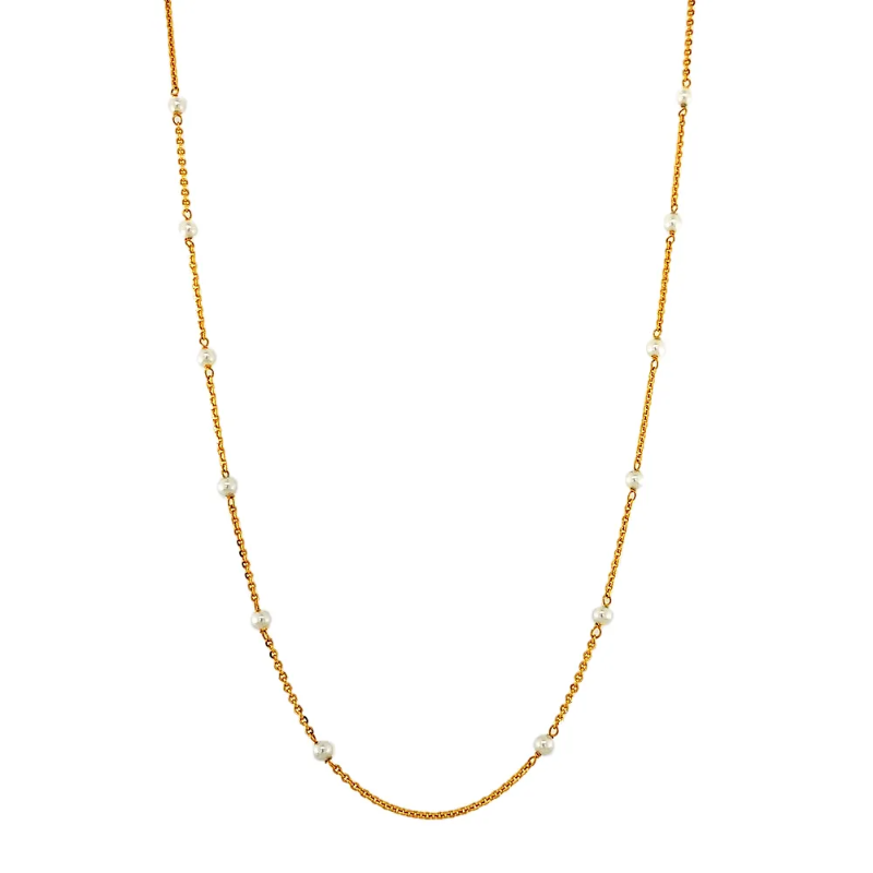 Elegant Pearl Daily Wear 22kt Yellow Gold Cable Chain