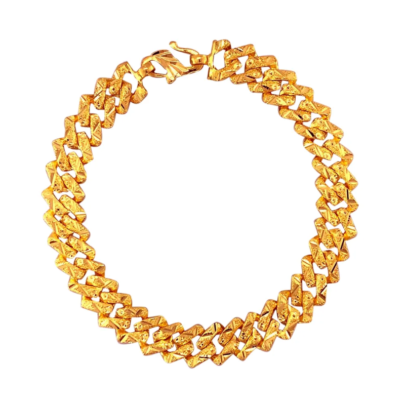 Elegant Textured 22kt Yellow Gold Chain Bracelet
