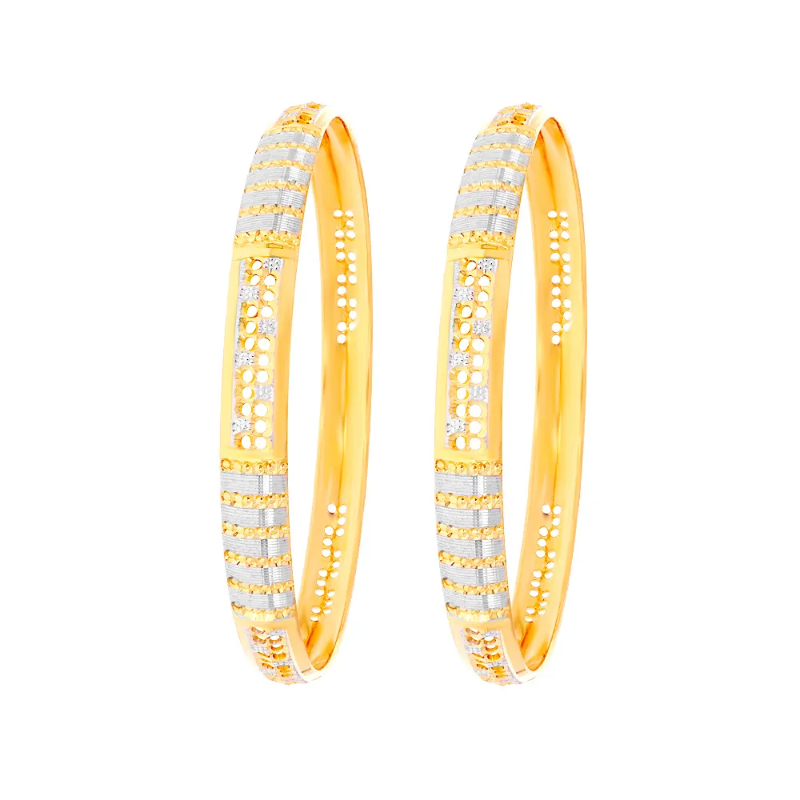 Traditional Cutout Textured Gold Bangle (Set Of Two)