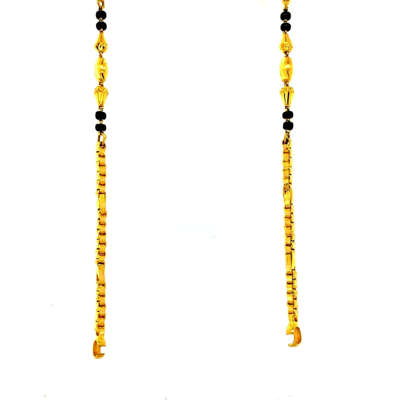 Trendy Daily Wear 22kt Yellow Gold Black Bead Mangalsutra Chain