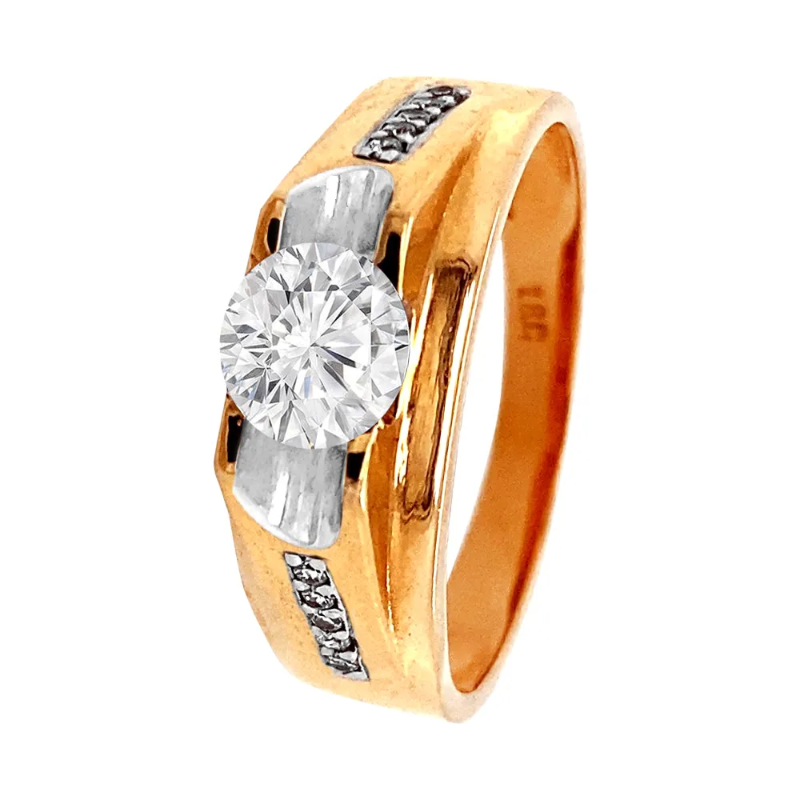 Attractive Rhodium Polish 18kt Rose Gold CZ Ring