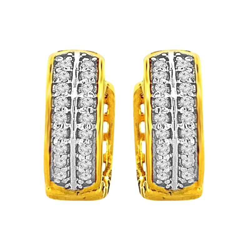 Elegant Yellow Gold 18kt CZ Bali Earring