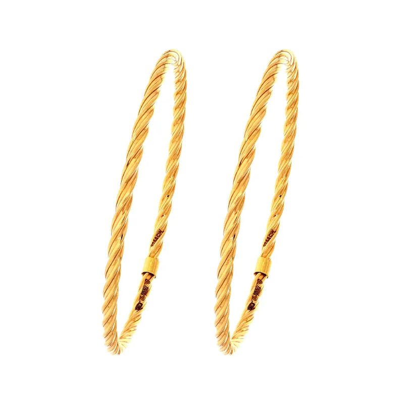 Delicate Twist Gold Bangle (Set Of Two)
