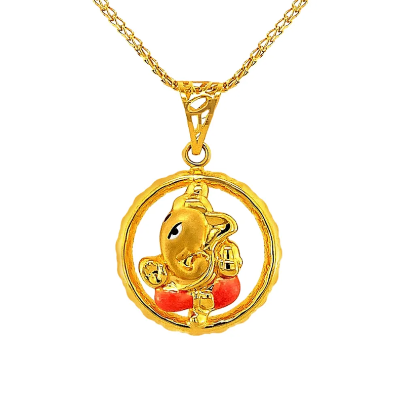 Religious Lord Ganesha Yellow Gold 18kt Pendant