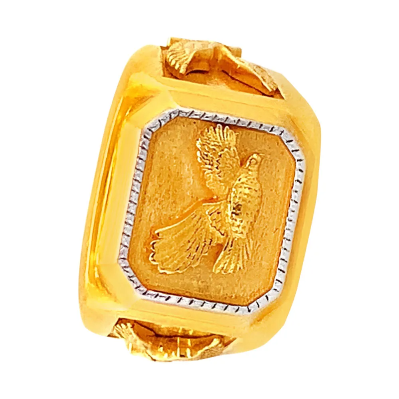 Stunning Rhodium Polish Egle Yellow Gold 22kt Ring