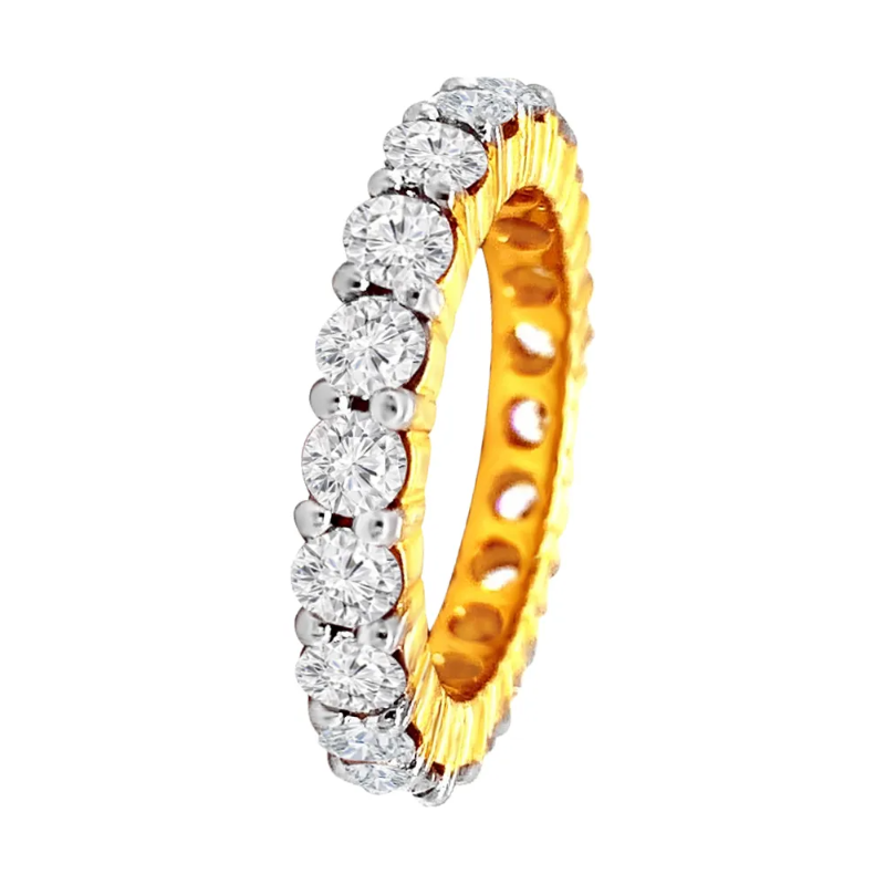 Sparkling Yellow Gold 18kt CZ Eternity Band
