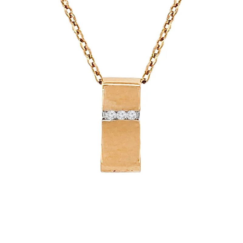 Geometric Rose Gold 18kt CZ Pendant With Chain