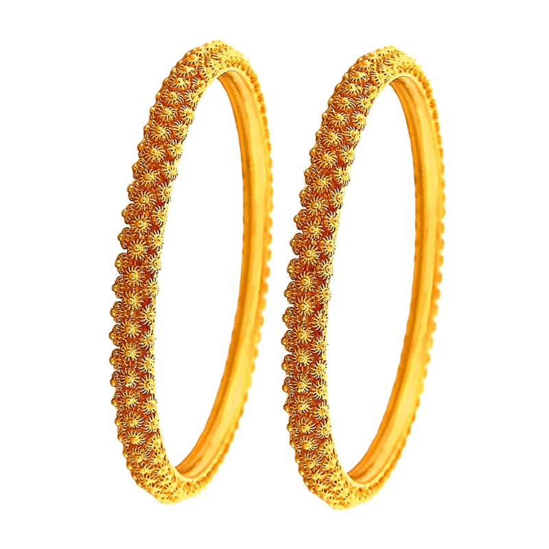Attractive Floral 22kt Yellow Gold Bangles (Set Of 2)