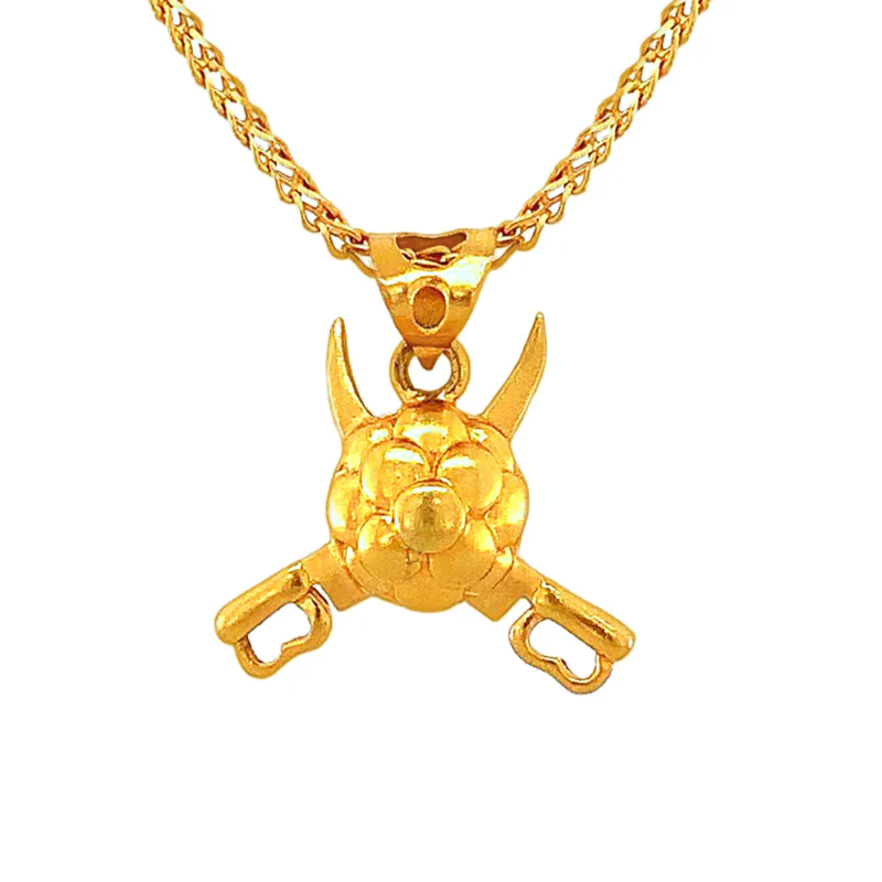 Delicate Shield And Sword Yellow Gold 22kt Pendant
