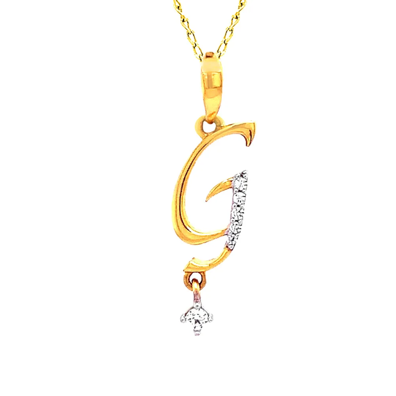 Sparkling Initial G 18kt Yellow Gold CZ Pendant