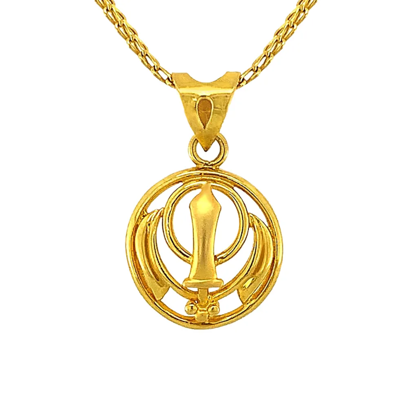 Religious Khanda (Sikh Symbol) Yellow Gold 22kt Pendant